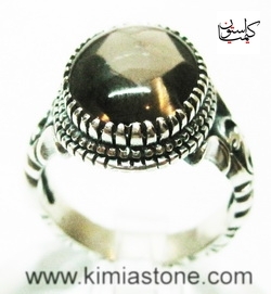 انگشتر نقره کوارتز دودی اسموکی کوارتز انگشتر باف کات کوارتز Smoky Quartz