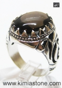 انگشتر نقره کوارتز دودی اسموکی کوارتز انگشتر باف کات کوارتز Smoky Quartz