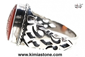 انگشتر دست ساز نقره عقیق یمنی اصل خرید اینترنتی انگشتر عکس انگشتر عکس عقیق یمنی علی مع الحق و الحق مع العلی حکاکی روی سنگ