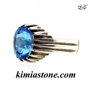 انگشتر دست ساز نقره ، توپاز آبی "Blue topaz"