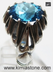 انگشتر مردانه توپاز آبی لتدن بلو آبی لندنی انگشتر نقره خرید اینترنتی نقره فروش اینترنتی انگشتر